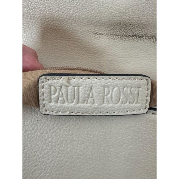 Paula Rossi Cream & Silver Leather Look Crossbody Bag With Gold Chain Strap - Picture 4 of 16